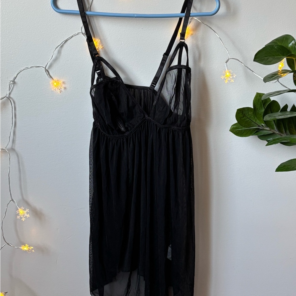 PrettyLittleThing Black Sheer Chemise